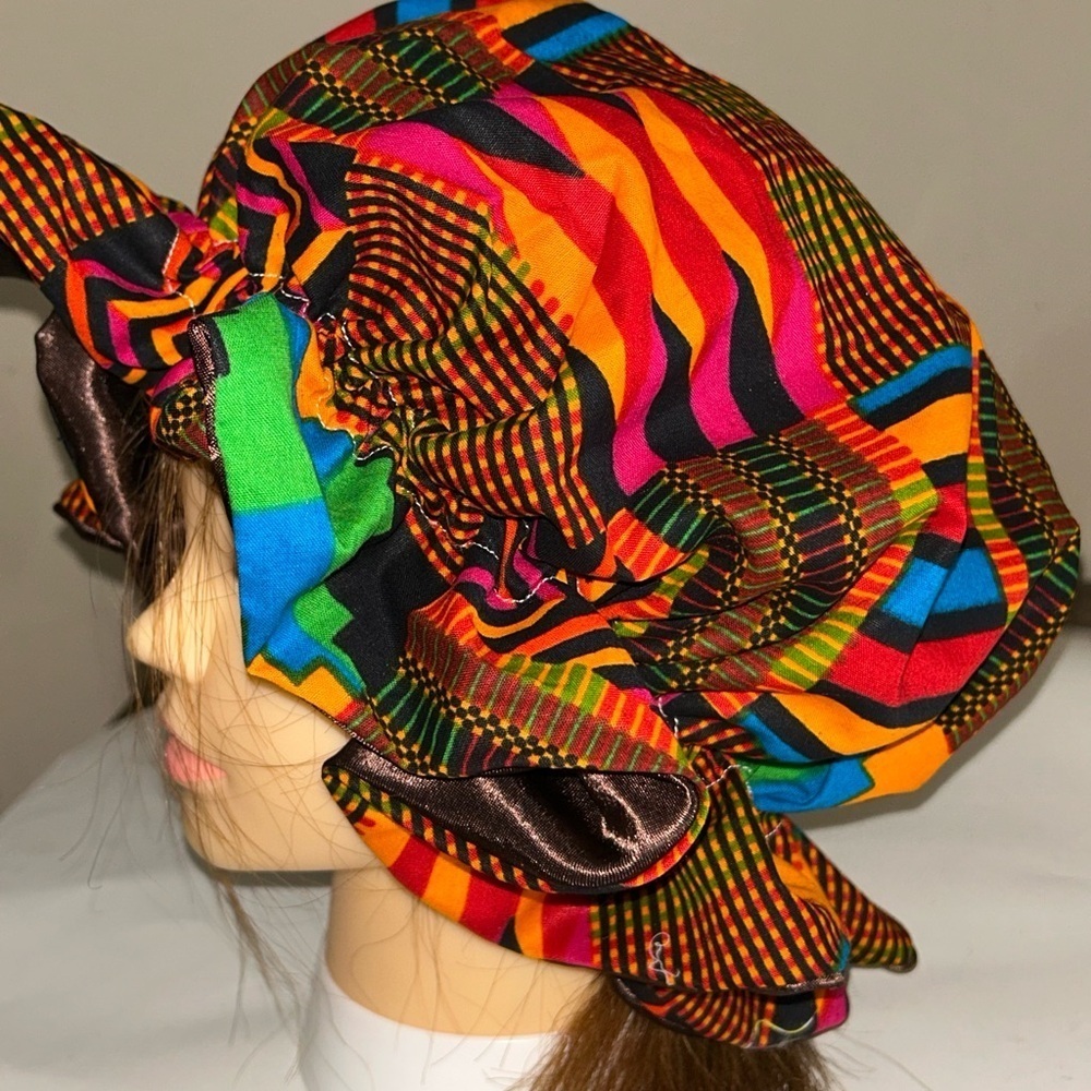 Vibrant African Print Satin Bonnet – Double Layered - Picture 2 of 2